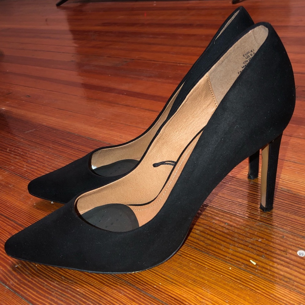 Black Suede Pointed High Heels